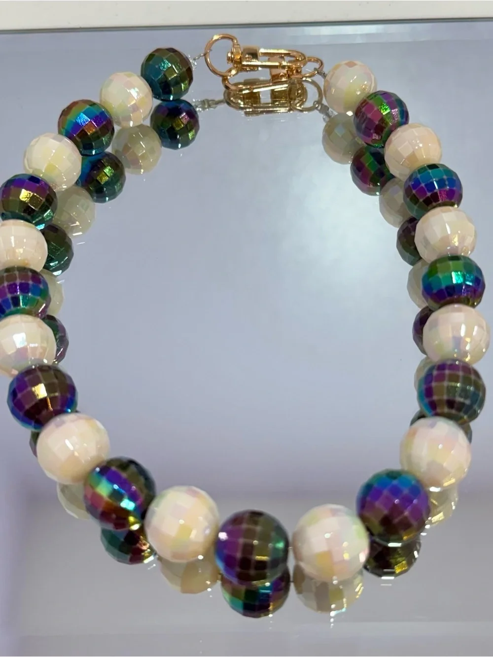 New Iridescent Beaded Bag Chain 18 inches